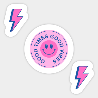 good vibes pink and blue lightning bolt set Sticker